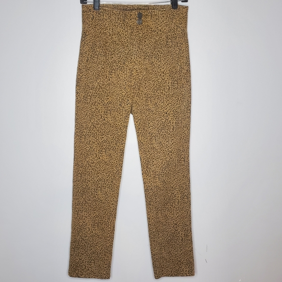 Joie jeans high pleated waist cropped leopard print size 26 80s rocker style - Picture 2 of 10